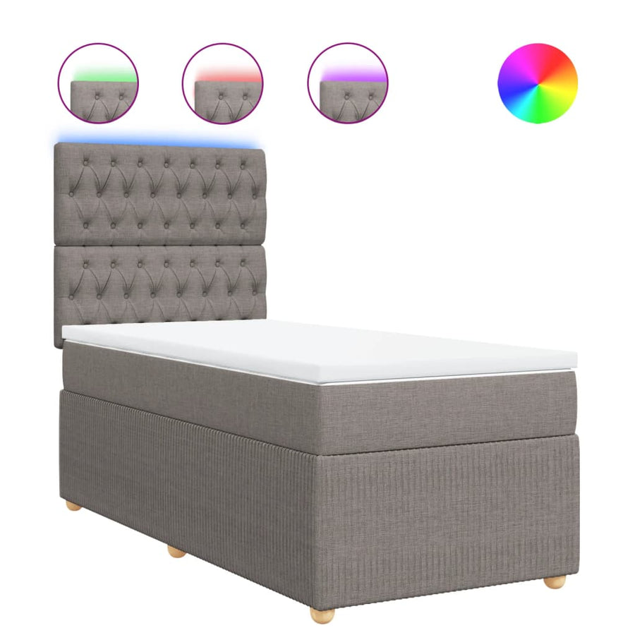 Boxspring met matras stof taupe 100x200 cm