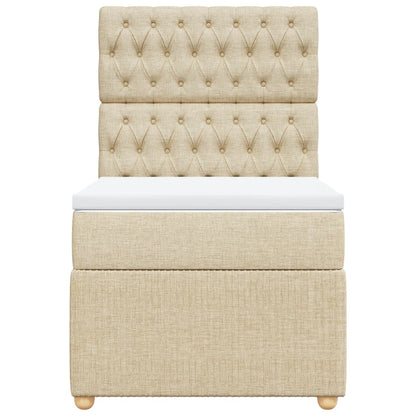 Boxspring met matras stof crèmekleurig 100x200 cm