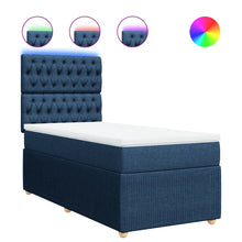 Boxspring met matras stof blauw 100x200 cm