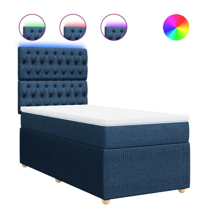 Boxspring met matras stof blauw 100x200 cm