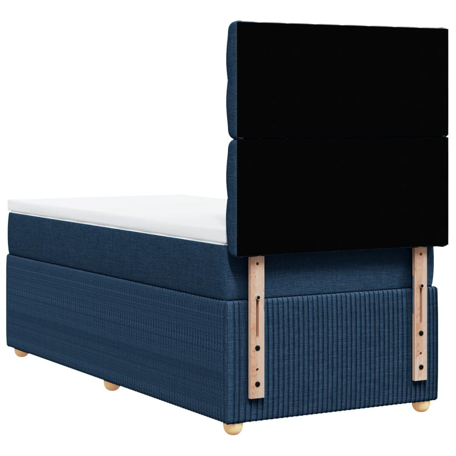 Boxspring met matras stof blauw 100x200 cm
