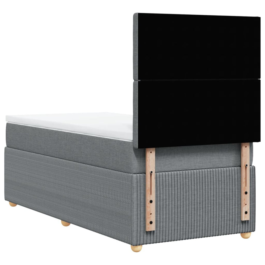 Boxspring met matras stof lichtgrijs 100x200 cm