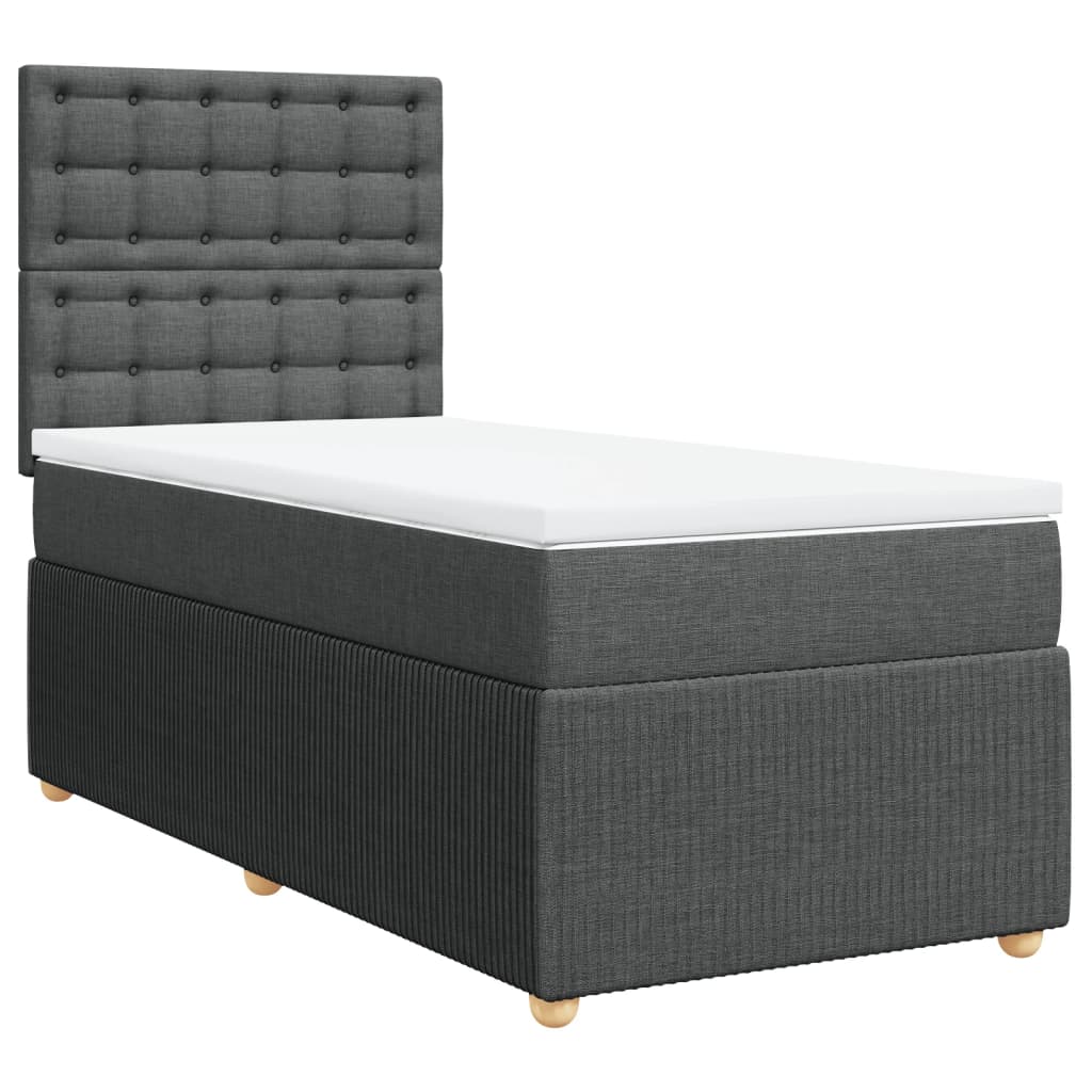 Boxspring met matras stof donkergrijs 100x200 cm