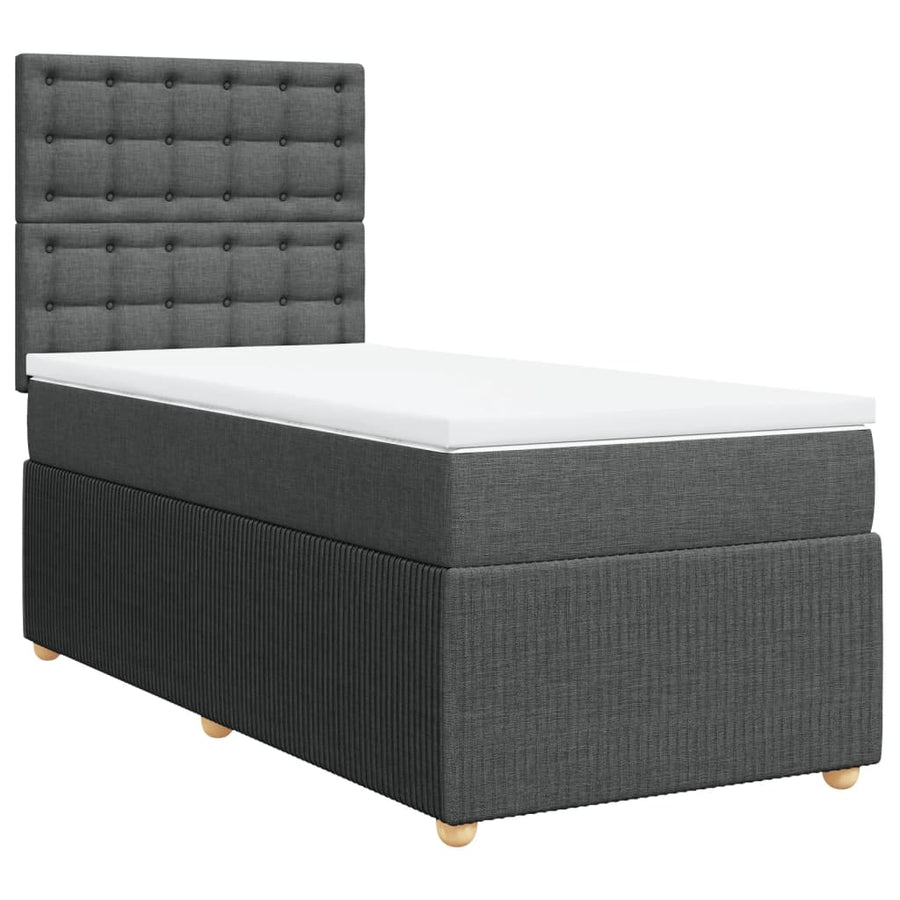 Boxspring met matras stof donkergrijs 100x200 cm