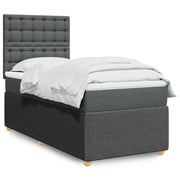 Boxspring 100x200 cm donkergrijs met matras