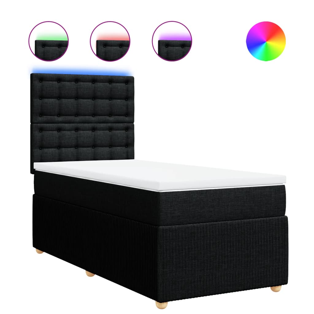 Boxspring met matras stof zwart 100x200 cm