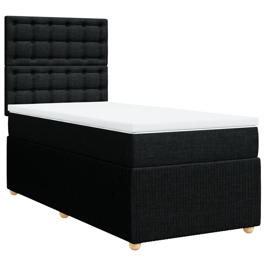 Boxspring met matras stof zwart 100x200 cm