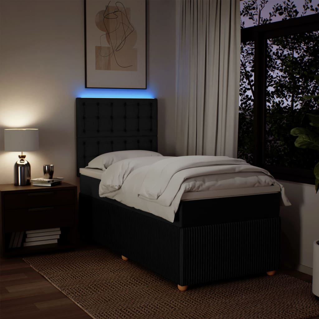 Boxspring met matras stof zwart 100x200 cm