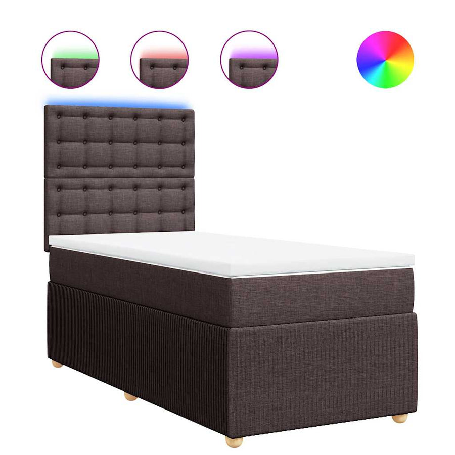 Boxspring Met Matras Stof Donkerbruin 100X200 Cm