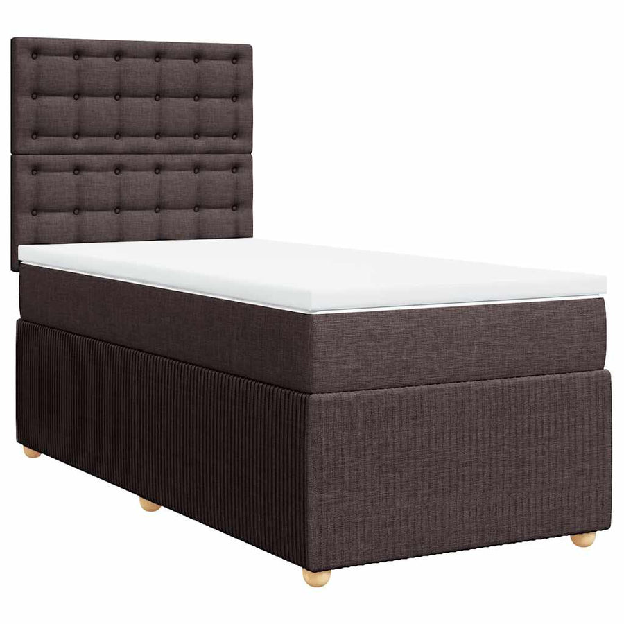 Boxspring Met Matras Stof Donkerbruin 100X200 Cm