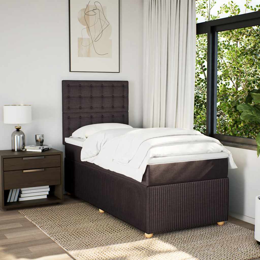 Boxspring Met Matras Stof Donkerbruin 100X200 Cm