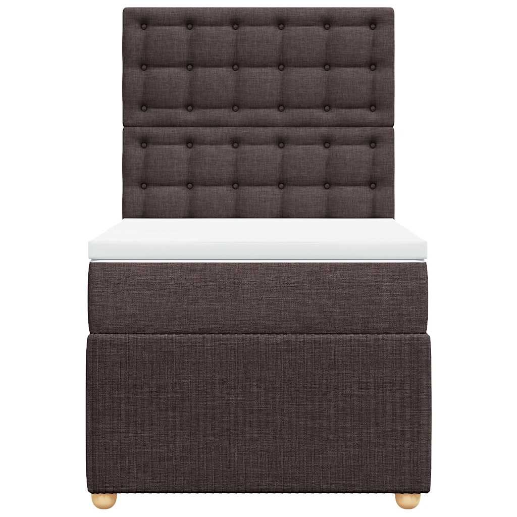 Boxspring Met Matras Stof Donkerbruin 100X200 Cm