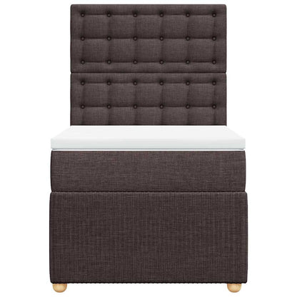 Boxspring Met Matras Stof Donkerbruin 100X200 Cm