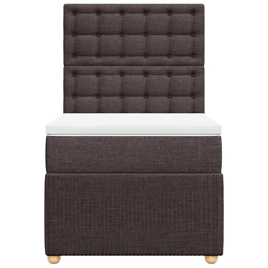 Boxspring Met Matras Stof Donkerbruin 100X200 Cm