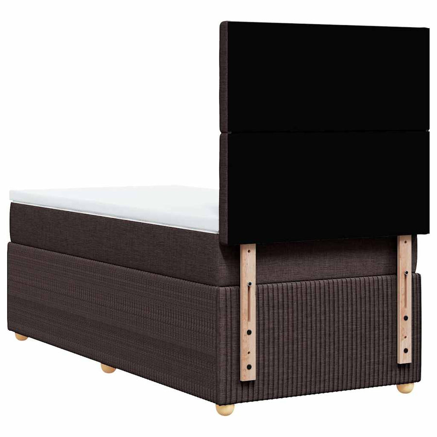 Boxspring Met Matras Stof Donkerbruin 100X200 Cm