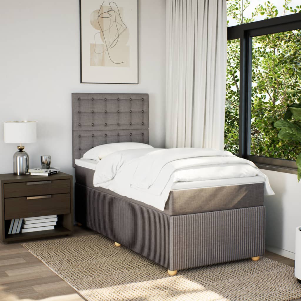 Boxspring met matras stof taupe 100x200 cm
