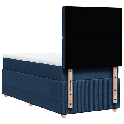 Boxspring met matras stof blauw 100x200 cm