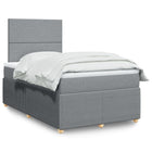 Box spring with light grey fabric mattress 120x190 cm