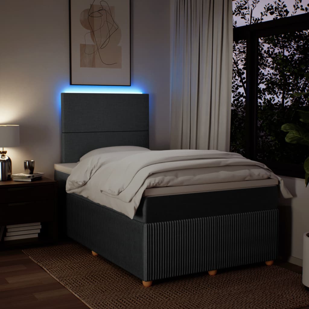 Boxspring met matras stof donkergrijs 120x190 cm