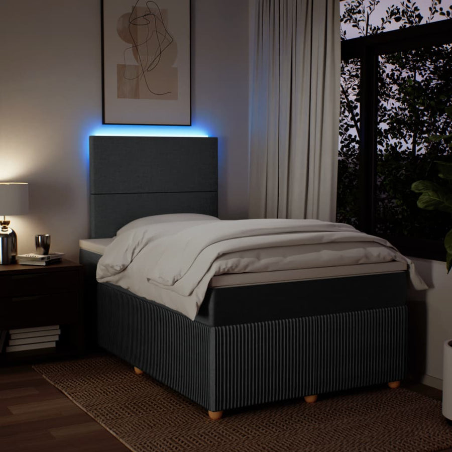Boxspring met matras stof donkergrijs 120x190 cm