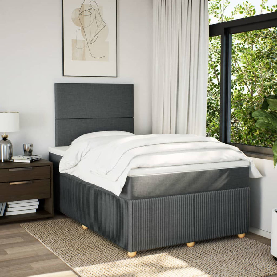 Boxspring met matras stof donkergrijs 120x190 cm
