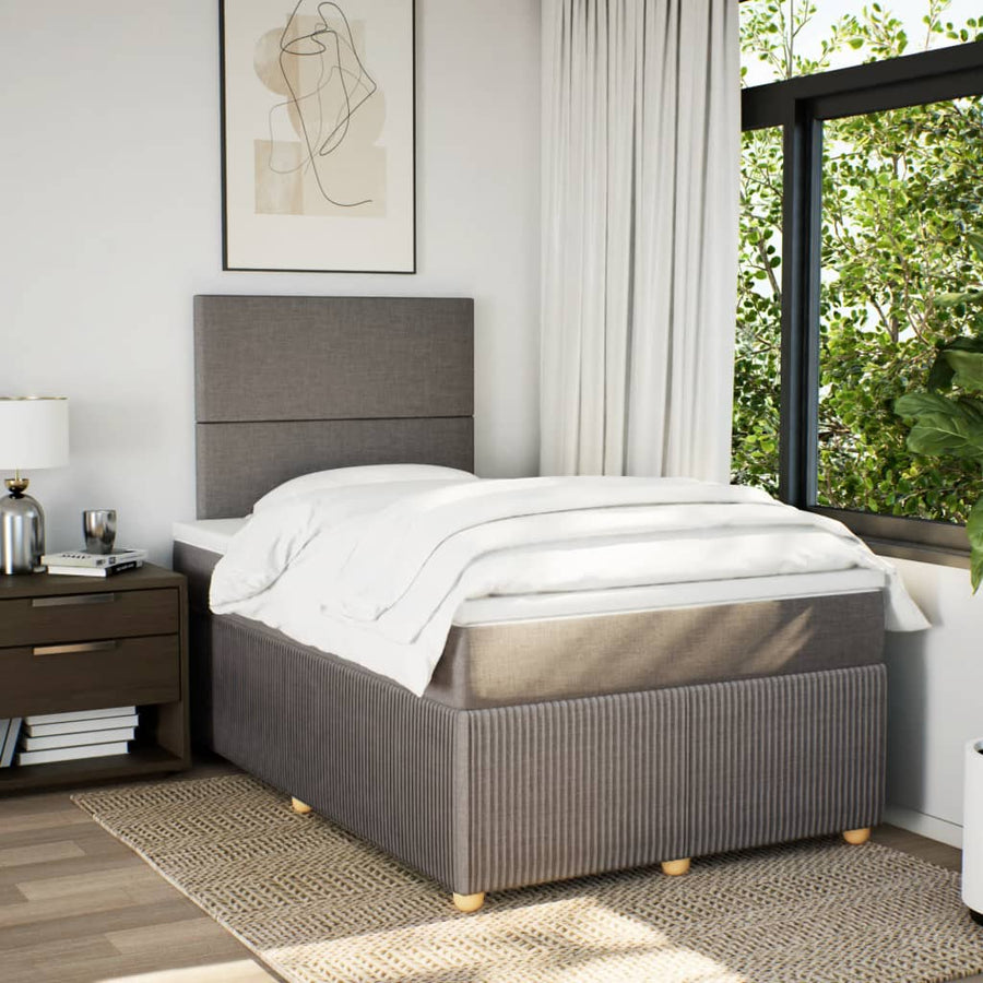 Boxspring met matras stof taupe 120x190 cm