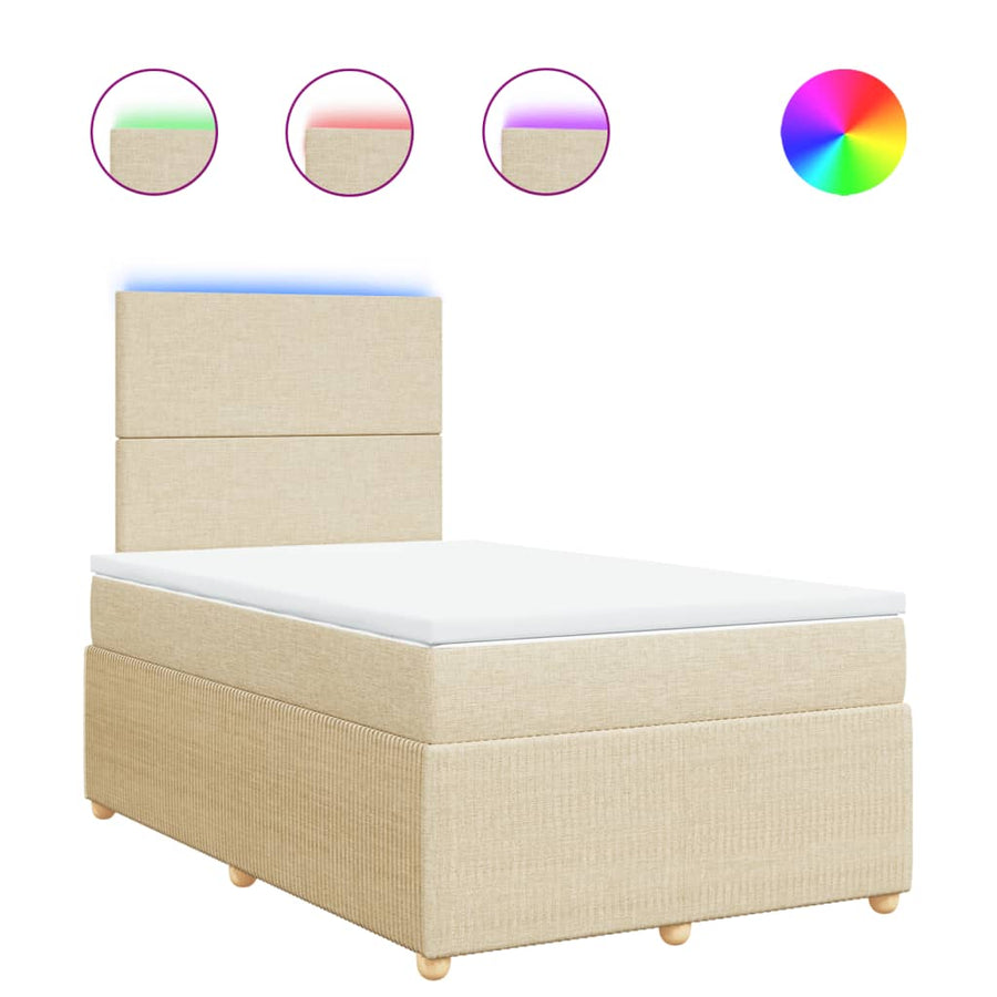 Boxspring met matras stof crèmekleurig 120x190 cm