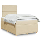 Box spring with fabric mattress cream-colored 120x190 cm