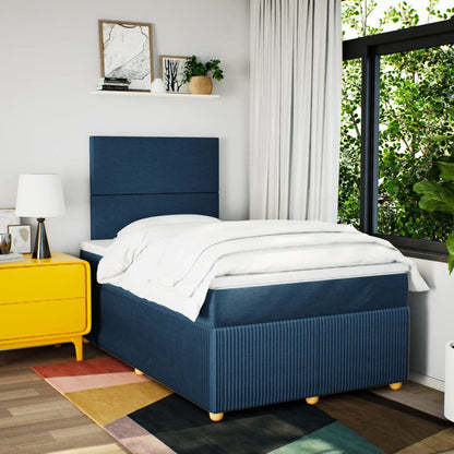 Boxspring met matras stof blauw 120x190 cm