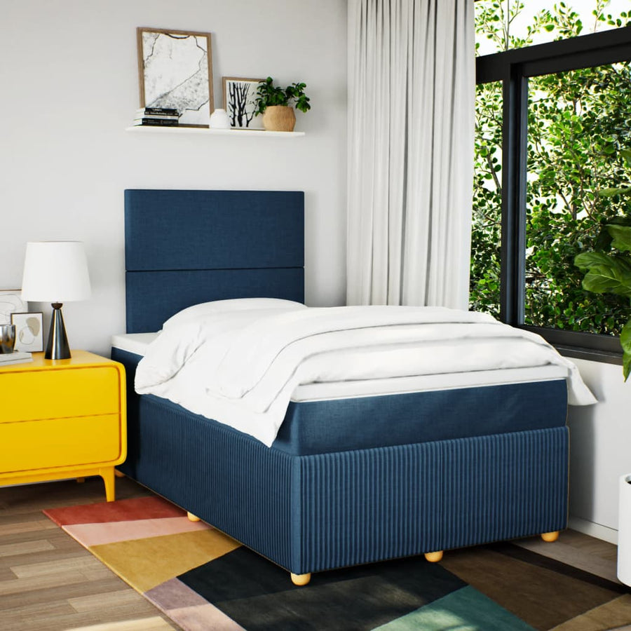 Boxspring met matras stof blauw 120x190 cm