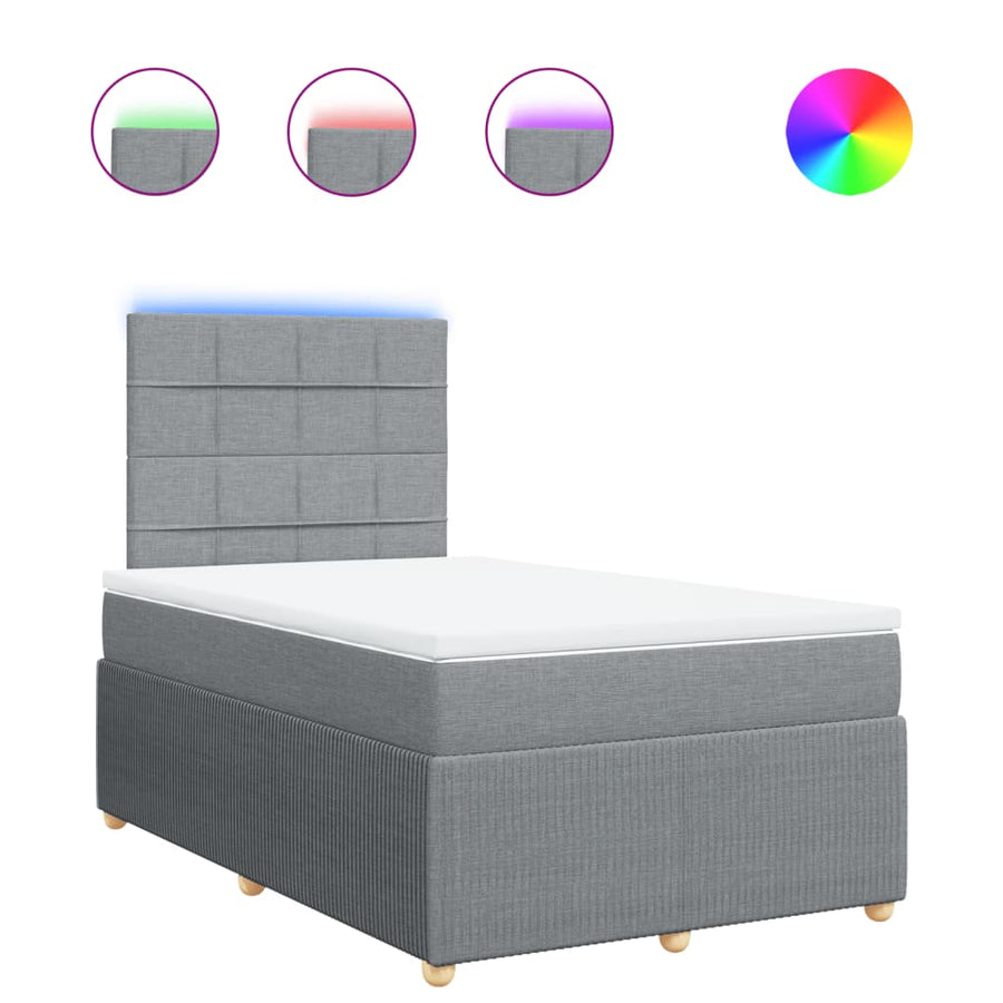 Boxspring met matras stof lichtgrijs 120x190 cm
