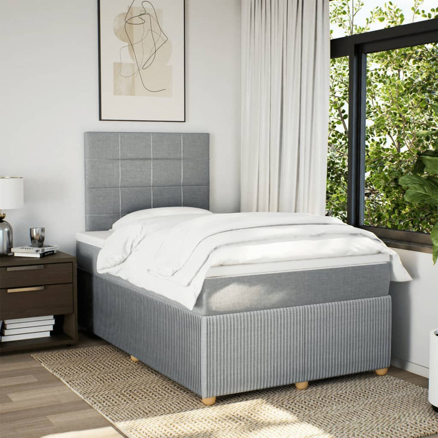 Boxspring met matras stof lichtgrijs 120x190 cm