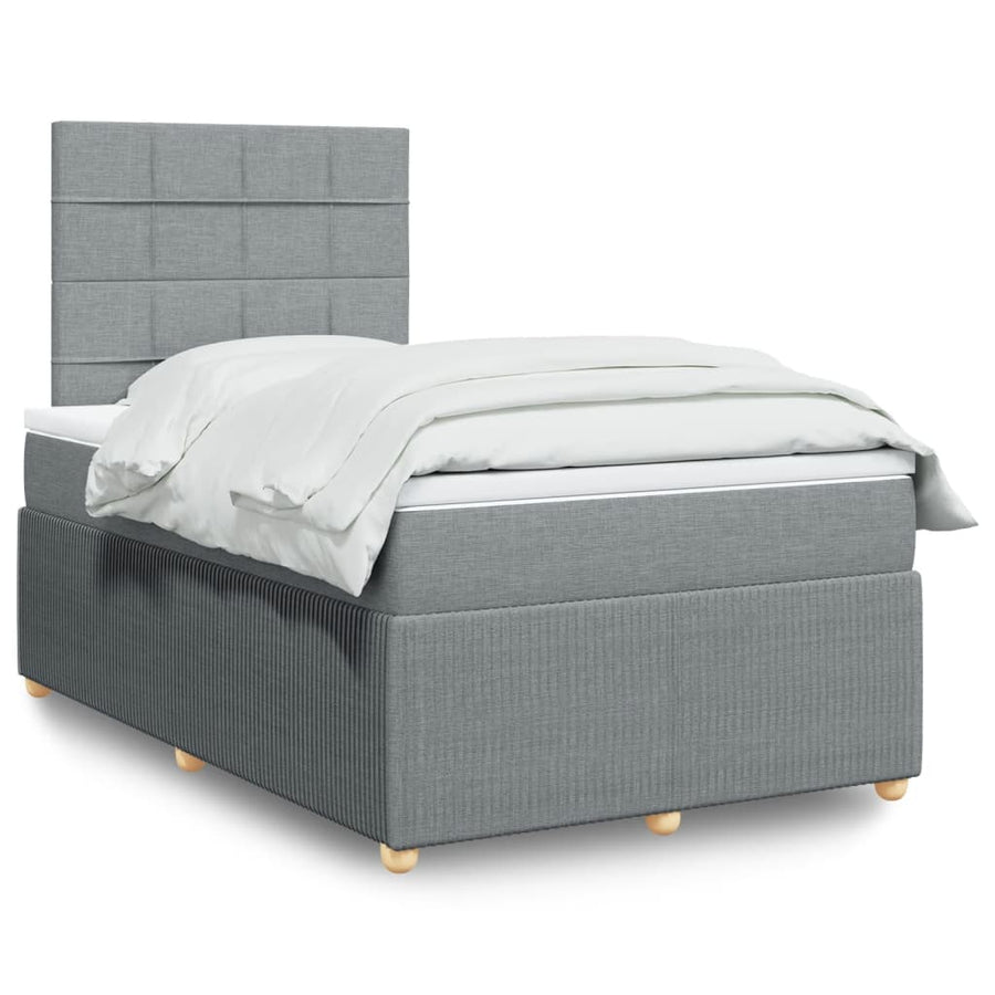 Boxspring met matras stof lichtgrijs 120x190 cm