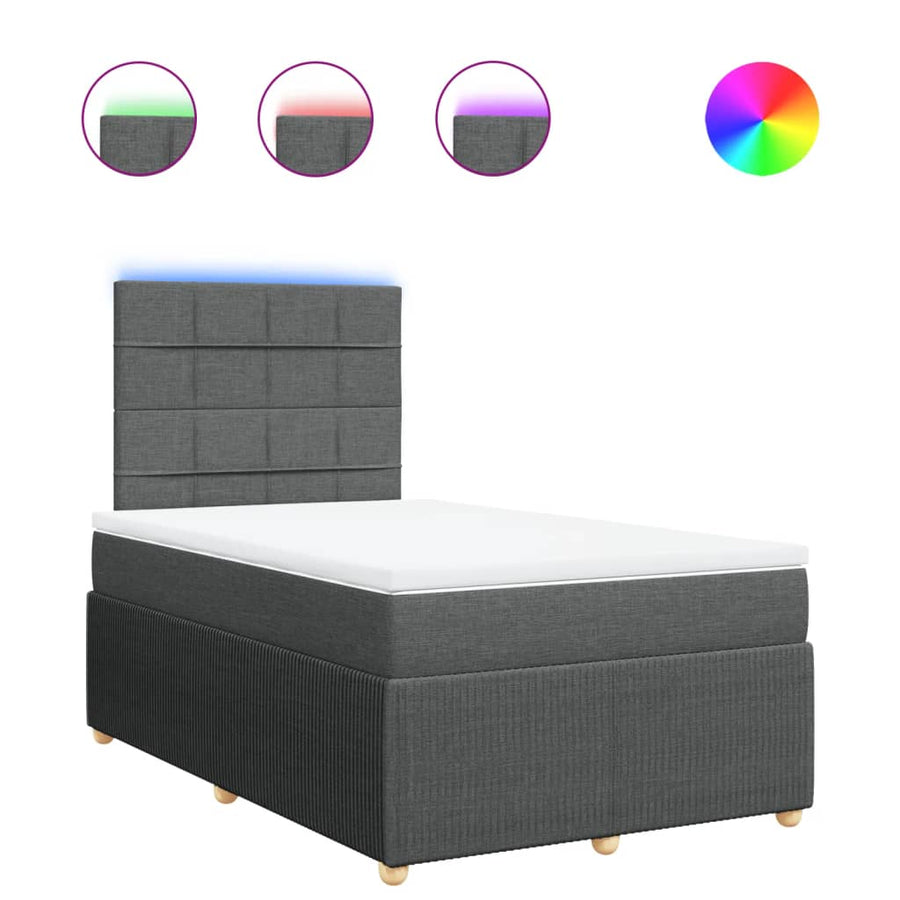 Boxspring met matras stof donkergrijs 120x190 cm