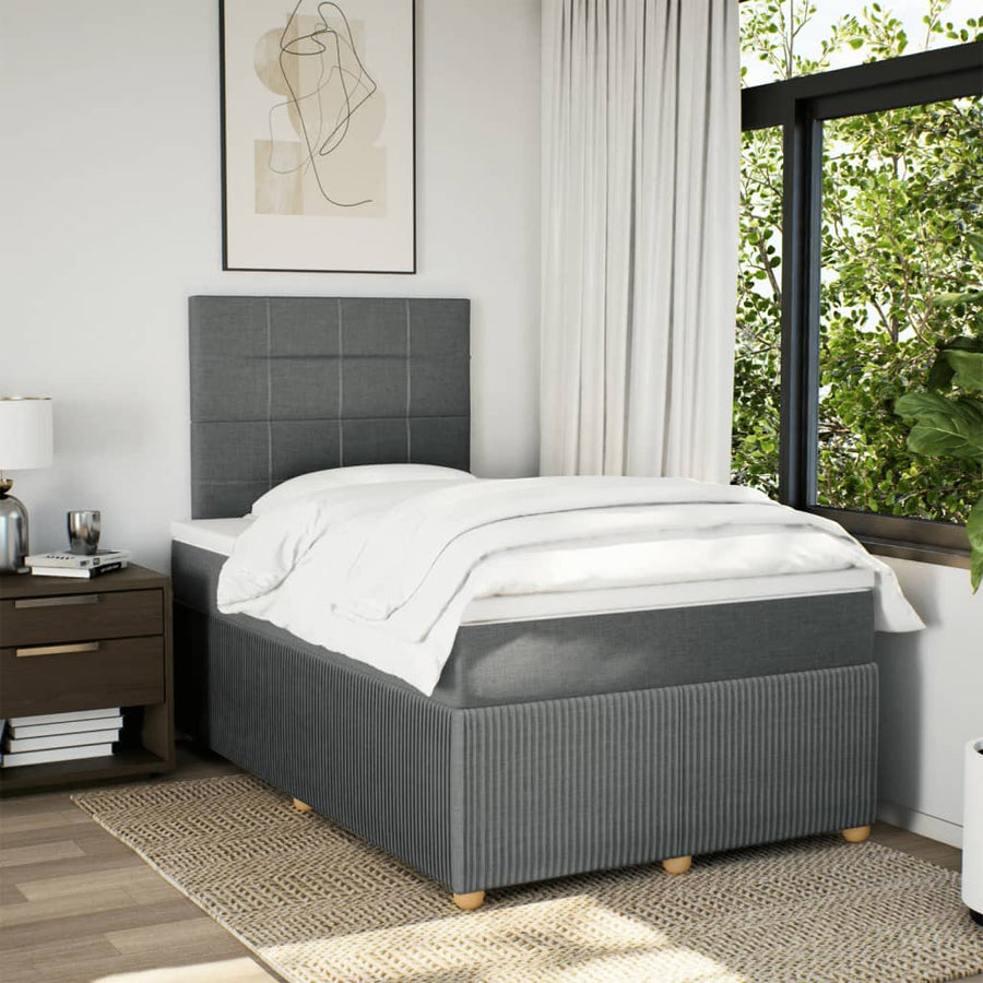 Boxspring met matras stof donkergrijs 120x190 cm