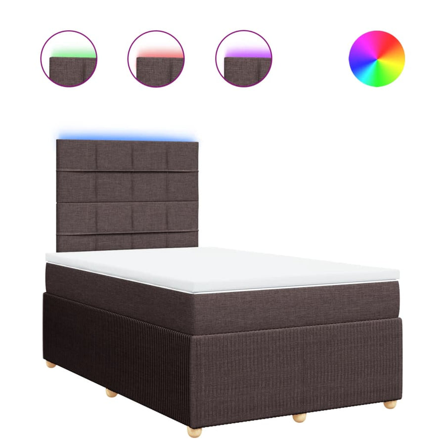 Boxspring met matras stof donkerbruin 120x190 cm