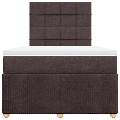 Boxspring met matras stof donkerbruin 120x190 cm