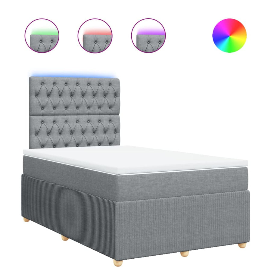 Boxspring met matras stof lichtgrijs 120x190 cm