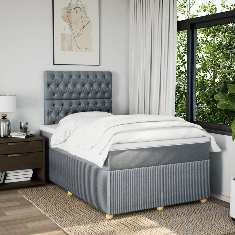 Boxspring met matras stof lichtgrijs 120x190 cm
