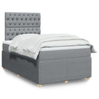 Box spring with light grey fabric mattress 120x190 cm