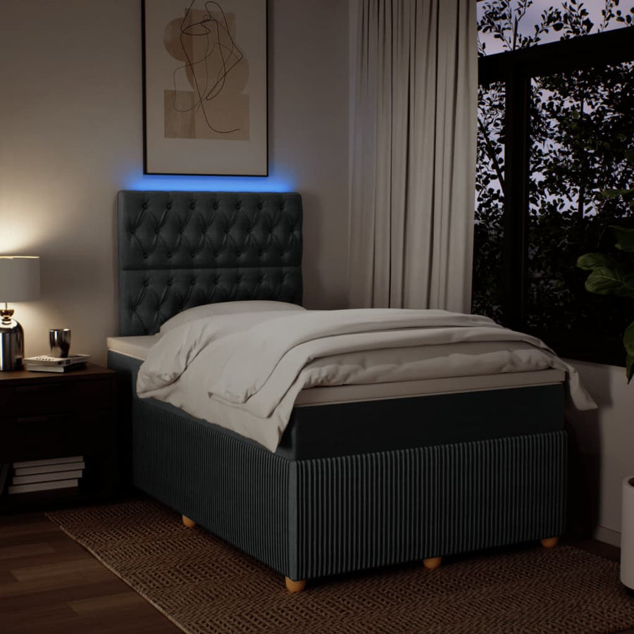 Boxspring met matras stof donkergrijs 120x190 cm