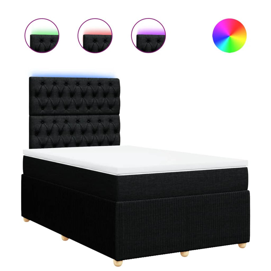 Boxspring met matras stof zwart 120x190 cm
