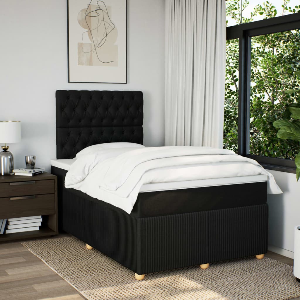 Boxspring met matras stof zwart 120x190 cm