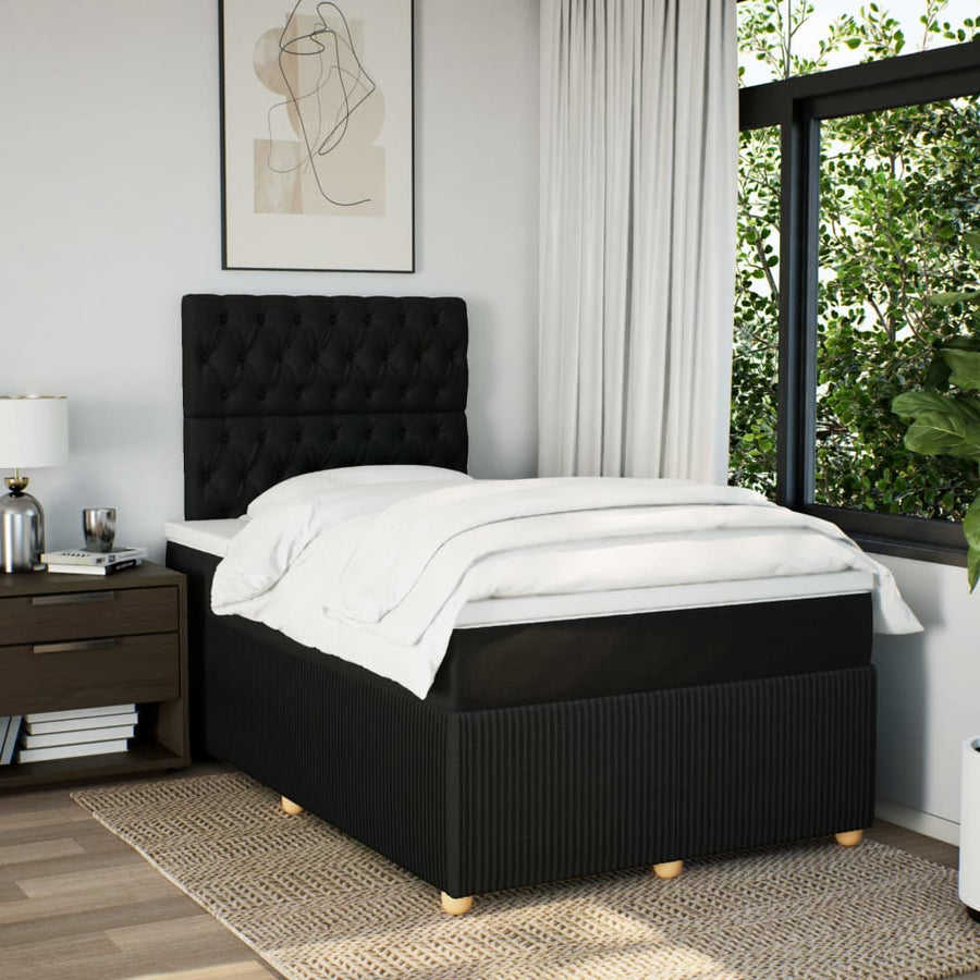 Boxspring met matras stof zwart 120x190 cm