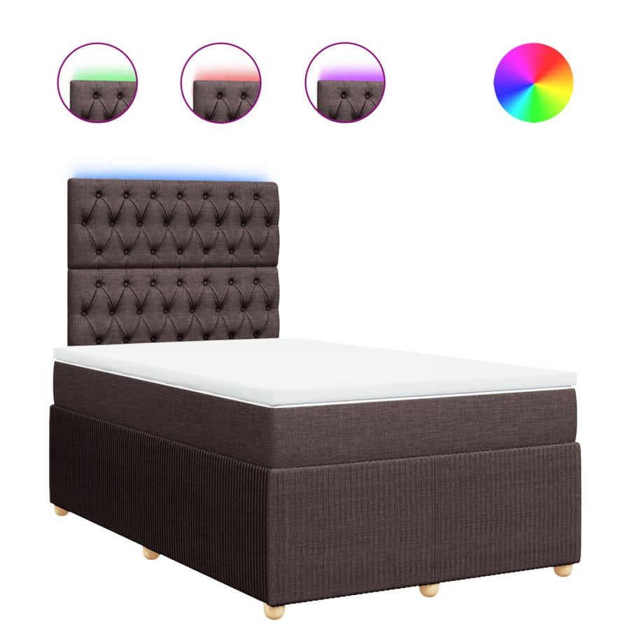 Boxspring met matras stof donkerbruin 120x190 cm