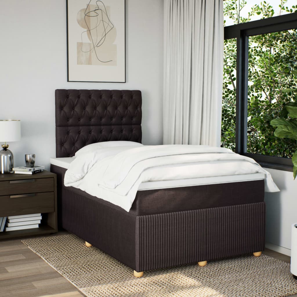 Boxspring met matras stof donkerbruin 120x190 cm