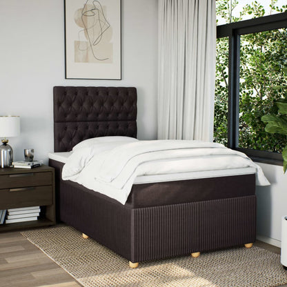 Boxspring met matras stof donkerbruin 120x190 cm