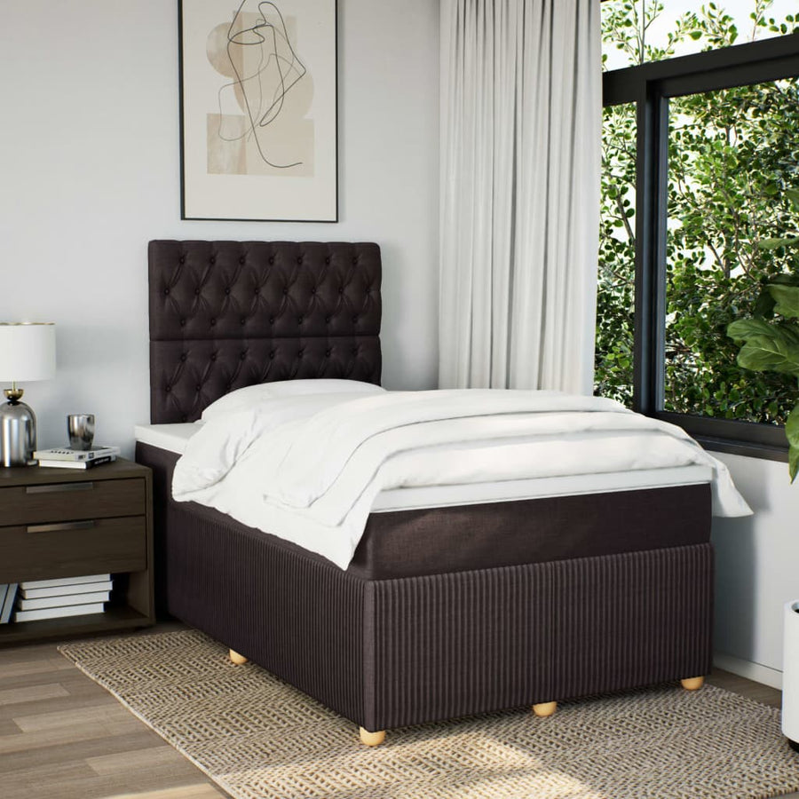 Boxspring met matras stof donkerbruin 120x190 cm