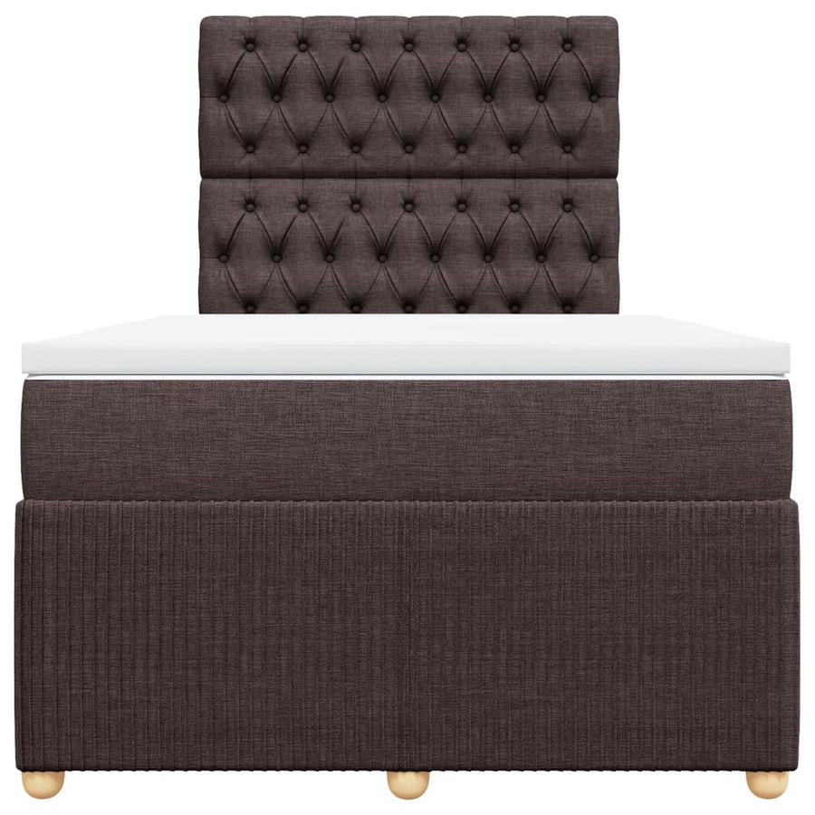 Boxspring met matras stof donkerbruin 120x190 cm