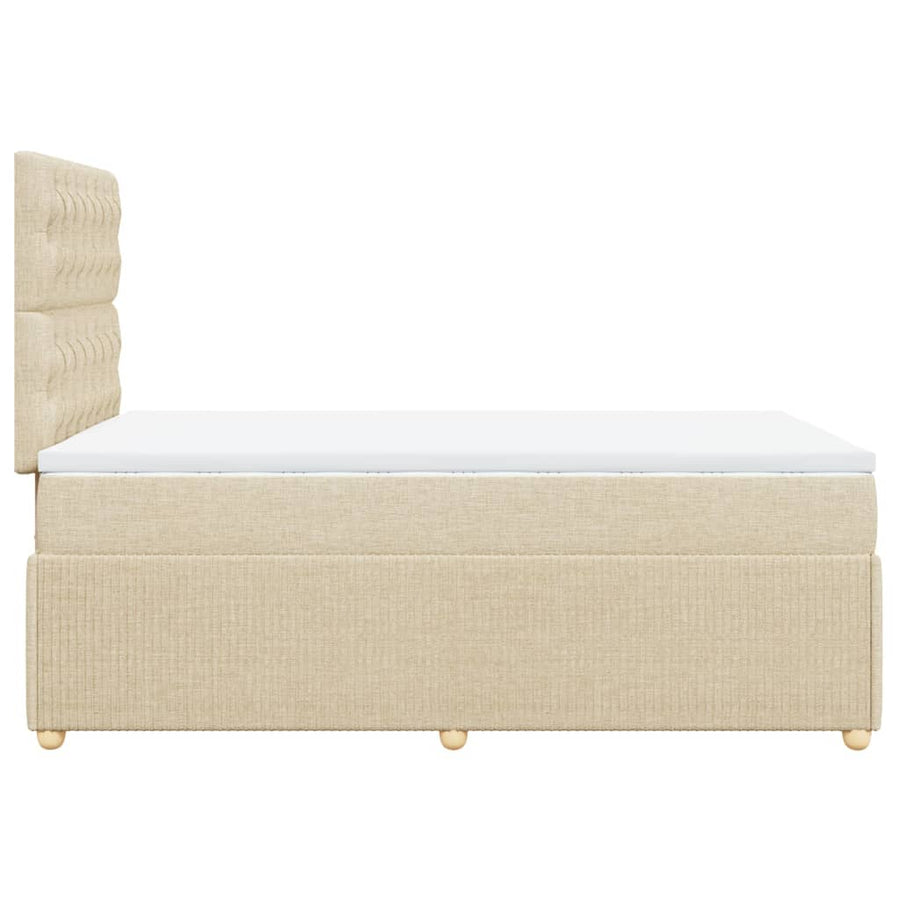Boxspring met matras stof crèmekleurig 120x190 cm